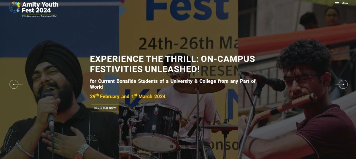 AYF2024's tweet photo. 🌟 Our website is live for registrations of Amity Youth Fest '24 at Amity University, Noida, UP. Showcase your skills,, and unravel your aptitude! Register now at https://t.co/pnY2kEf7ZS. Let's make AYF a time of creativity, and youth empowerment!🎉🌐 #AmityYouthFest #Creativity https://t.co/4HXy5pdS5p