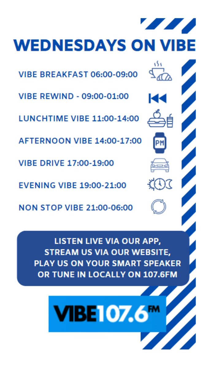 Start your week with us! Listen via our App, locally on 107.6FM, stream us via our website or get us on your smart speaker! #Vibe1076 #VibeTribe #RadioMadeInWatford #LocalRadio #LiveRadioUK #Watford #Hertfordshire #SouthwestHerts