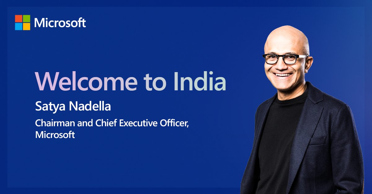 Microsoft India and South Asia (@microsoftindia) on Twitter photo Get ready, #Mumbai! We’re thrilled to welcome <a href="/satyanadella/">Satya Nadella</a> to India. Watch this space for key announcements and #AI customer success stories. #CEOVisit #India Get ready, #Mumbai! We’re thrilled to welcome <a href="/satyanadella/">Satya Nadella</a> to India. Watch this space for key announcements and #AI customer success stories. #CEOVisit #India