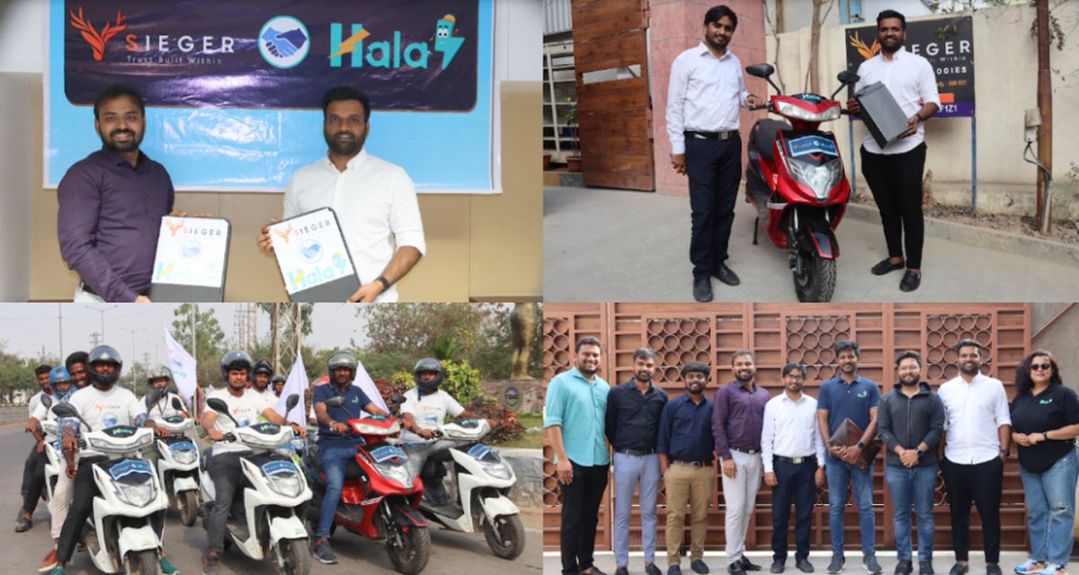 humans_of_Ev's tweet photo. Hala Mobility, the leading EV renting service, has joined forces with battery manufacturer Sieger Technologies to bring you 18,000 electric two-wheelers! 🛵⚡
#humansofev #EV #SustainableTransportation #GreenMobility #HalaMobility #SiegerTechnologies #CleanEnergy #evbike https://t.co/kxLNno8Pk6