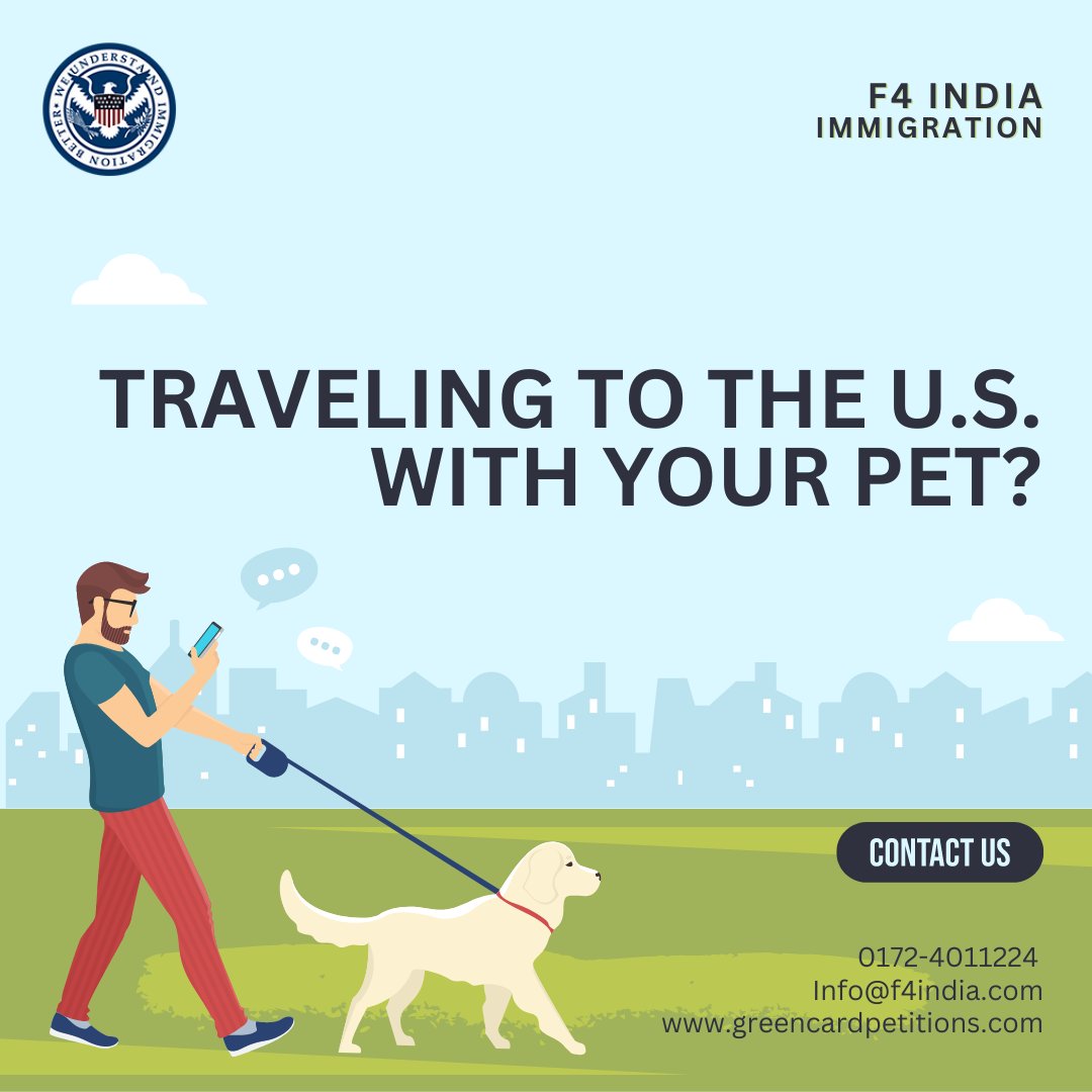 india_f4's tweet photo. Traveling to the U.S. with your Pet?
If you're considering travelling overseas with your pup, research your destination's entry rules before travelling. Many countries have strict health, quarantine and customs requirements or prohibition for pets.
#visainterview #VisaFacts #ImmigrationMyths #VisaTips #VisaInfo #VisaSuccess #VisaApproved #ImmigrationSuccess #VisaGranted #ImmigrantSuccess #USImmigration #FamilyBasedImmigration #immigrationattorney #uscis #VisaInterview #USVisa #CSPA #NVC #immigration #greencardpetitions #f4india #samarsandhu #greencard #americandream #immigrationservices #uscisvisastatus #loveusa #immigrationconsultant #sucessfulimmigration #familyvisa