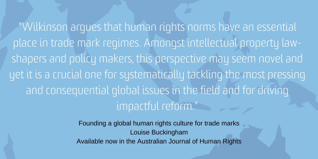 Louise Buckingham reviews 'Founding a global human rights culture for trade marks' by Genevieve Wilkinson, which explores the paradoxical relationship between trade mark law and the realisation of human rights. #AJHR #HumanRights #IntellectualProperty #TradeMarks #Culture