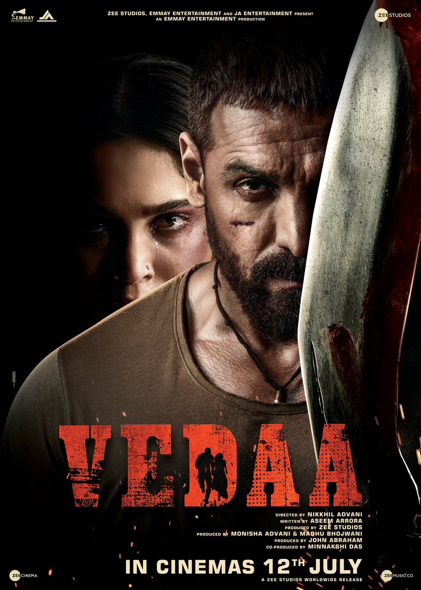 “She needed a savior. She got a weapon.” #Vedaa #WaitForIt Releasing in cinemas on July 12th! @TheJohnAbraham #Sharvari @nowitsabhi @tamannaahspeaks @monishaadvani @madhubhojwani @shariqpatel @minnakshidas @aseem_arora @ZeeStudios_ @EmmayEntertain @johnabrahament