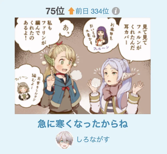 漫画デイリーランキング上がってたーやったー 