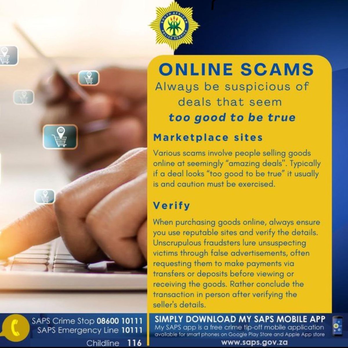_ArriveAlive's tweet photo. How to protect yourself from online and mobile phone fraud and scams https://t.co/O8CnvQZh3j #ArriveAlive #Fraud #Phising #Vishing #SIMswaps
#Scams @SAPoliceService https://t.co/PWQLCjhImL