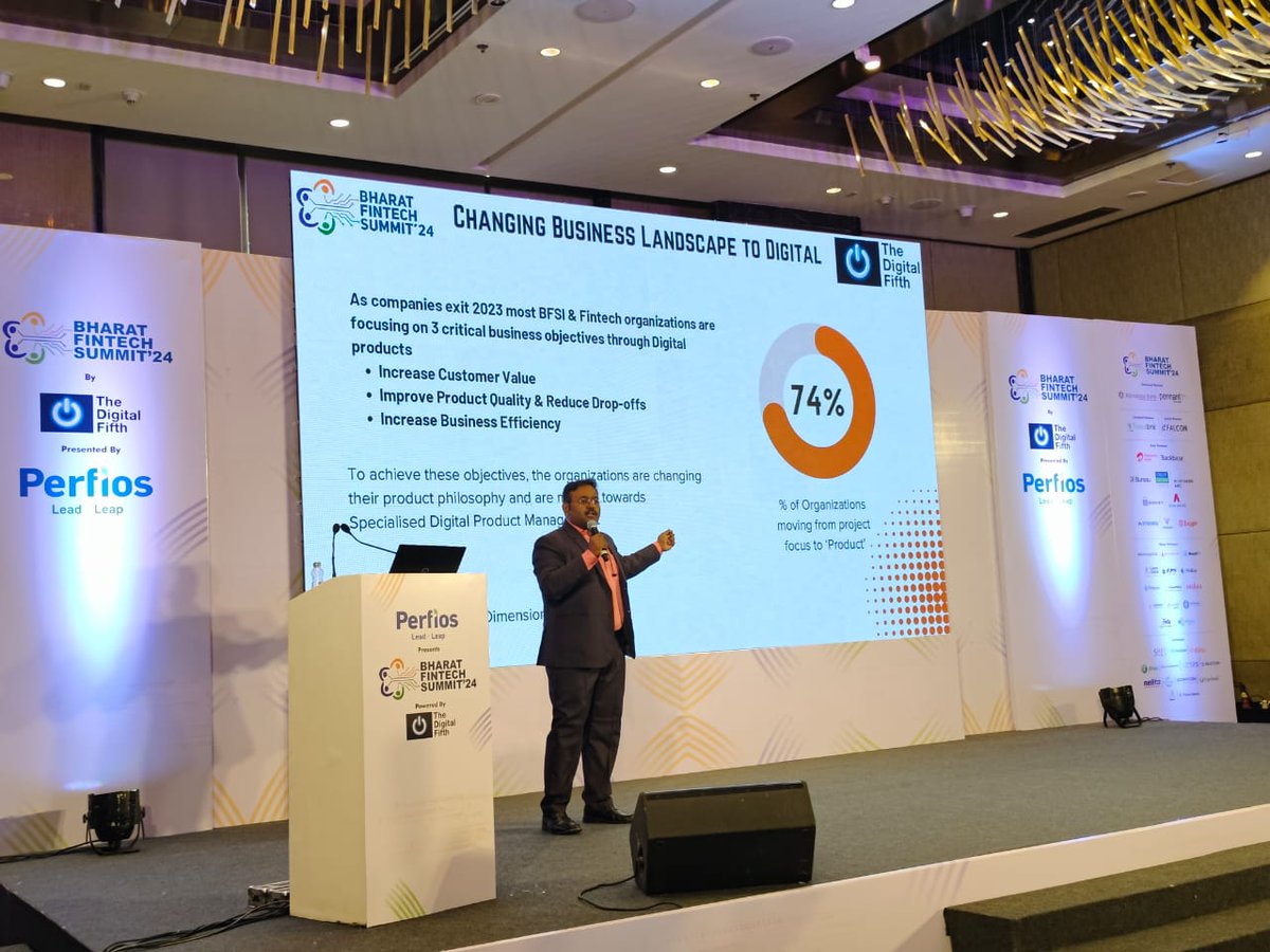 #Digitalization is revolutionizing th #business landscape 
Speaker session
Topic: Navigating Business &amp; Tech: Traits of a Product Manager
Speaker: Mr. Deepak Sai

#BFS2024 #thedigitalfifth #fintech #Startup #bharatfintechsummit #business #productmanagement