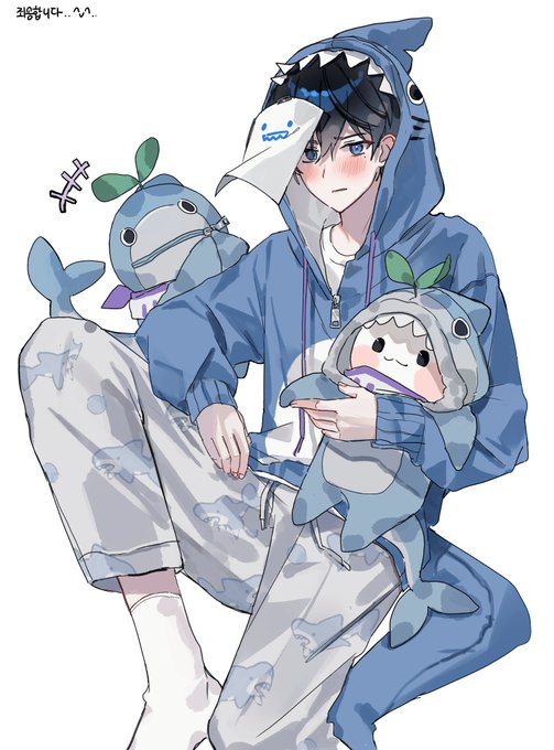 「blue hoodie sitting」 illustration images(Latest)