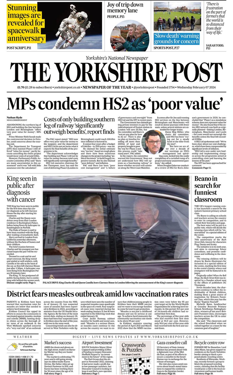 🇬🇧 MPs Condemn HS2 As 'Poor Value' ▫Abandoning the northern leg of HS2 and only building the line between London and Birmingham “offers very poor value for money”, MPs said ▫@NathanHyde2 ▫tinyurl.com/2yksgamf 🇬🇧 #frontpagestoday #UK @yorkshirepost