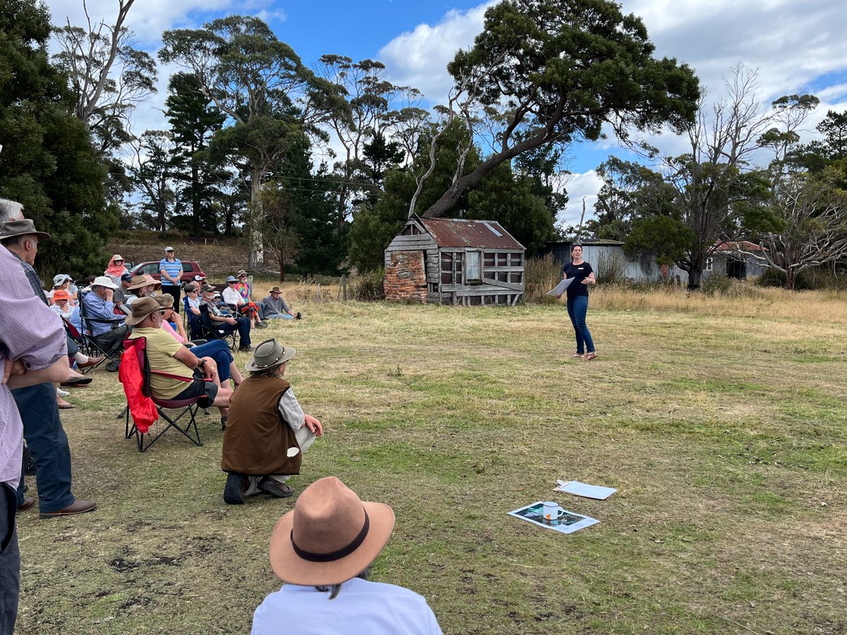 Tas_Land's tweet photo. Thank you to our neighbours down on the #TasmanPeninsula for joining us for a cuppa, biccy and yarn on our #SlopingMain Reserve. With the support of Tasman Peninsula locals, in 2022 TLC was able to protect almost 19,000 hectares of vital Tas habitat. https://t.co/nuLH9EX3V7