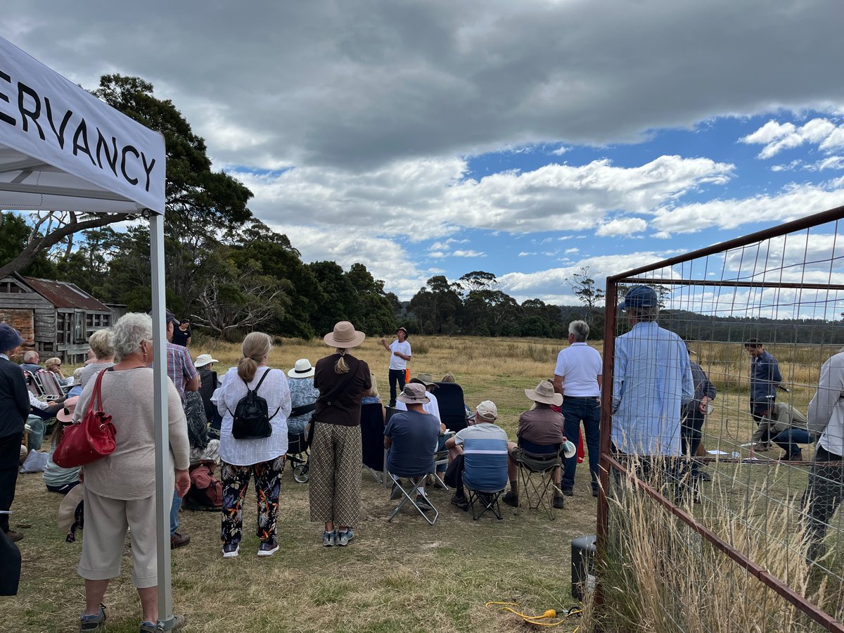 Tas_Land's tweet photo. Thank you to our neighbours down on the #TasmanPeninsula for joining us for a cuppa, biccy and yarn on our #SlopingMain Reserve. With the support of Tasman Peninsula locals, in 2022 TLC was able to protect almost 19,000 hectares of vital Tas habitat. https://t.co/nuLH9EX3V7