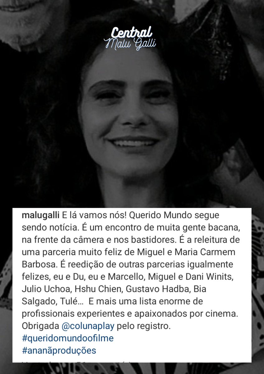 centralmalugall's tweet photo. Reencontro | 
“Malu Galli e Marcello Novaes, que já viveram um casal na novela “Além da Ilusão”, voltarão a formar um par em “Querido mundo”, de Miguel Falabella.”,

Matéria na Coluna Play, de Anna Luiza Santiago.( O Globo)

Malu Galli em post no Instagram.
#malugalli #colunaplay https://t.co/yKhq4M5LO3