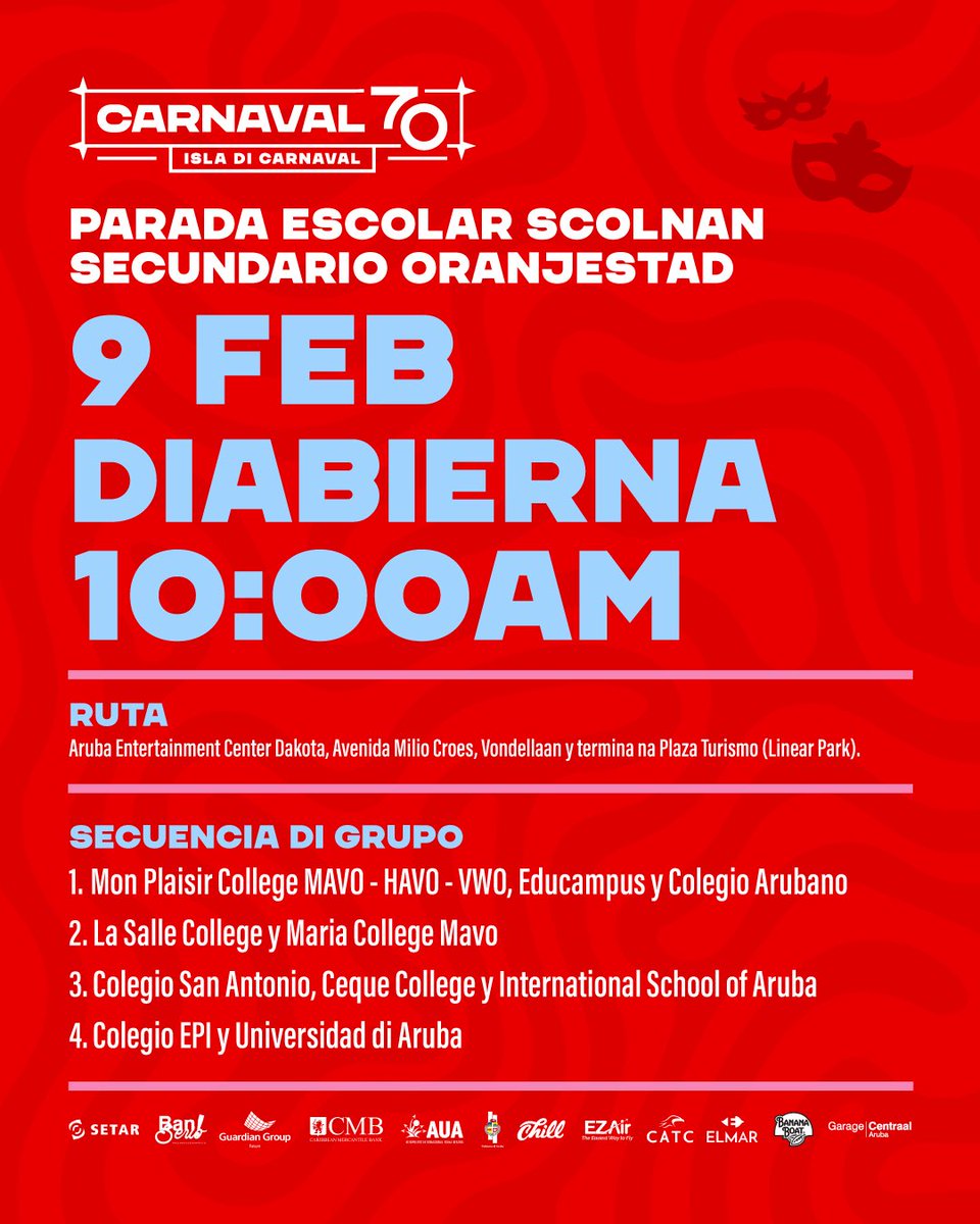 smacaruba's tweet photo. Paradanan pendiente pa Aruba su Carnaval 70 yega na su fin 🥹 #SMAC #Carnaval70 #IslaDiCarnaval #Aruba https://t.co/kEqhJ5D7JX