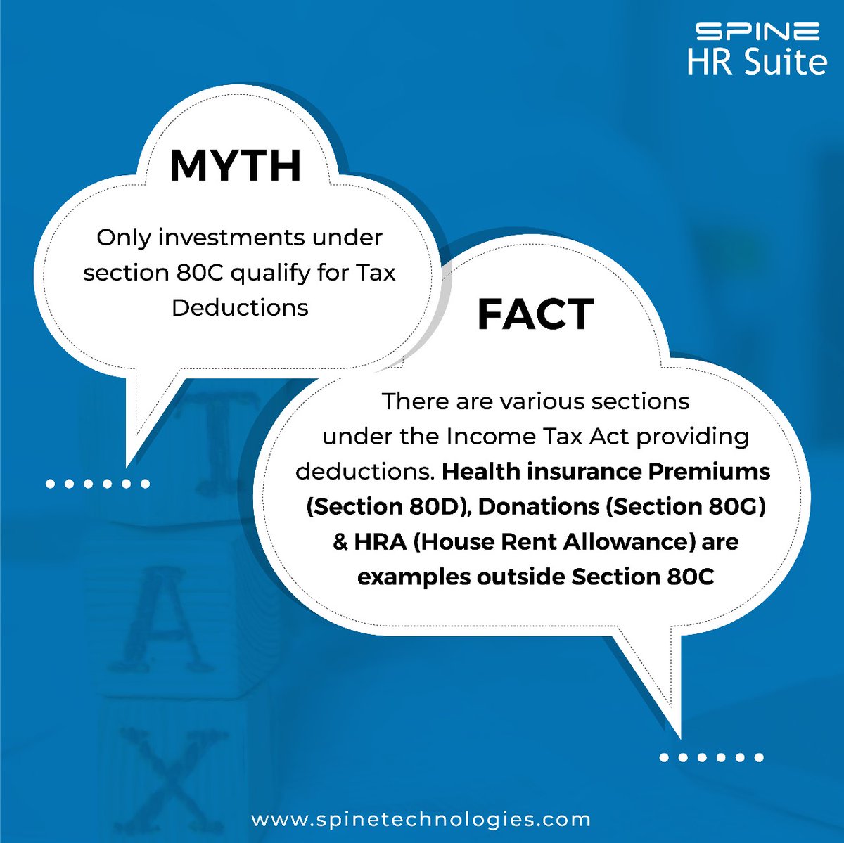 spinetechit's tweet image. Ever feel like you're missing out on tax deductions? 

You're not alone! Many people think only Section 80C investments save taxes. But guess what?  Health insurance, donations, and even your rent can help you save too!
#section80C #investment #taxtips #tax #taxdeduction #Finance