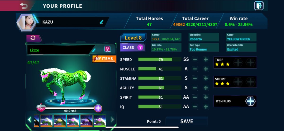 Skin ✨
そして、やっとスピードSSS♥️
もっと強くするため、頑張るぞ💪

#metahorse