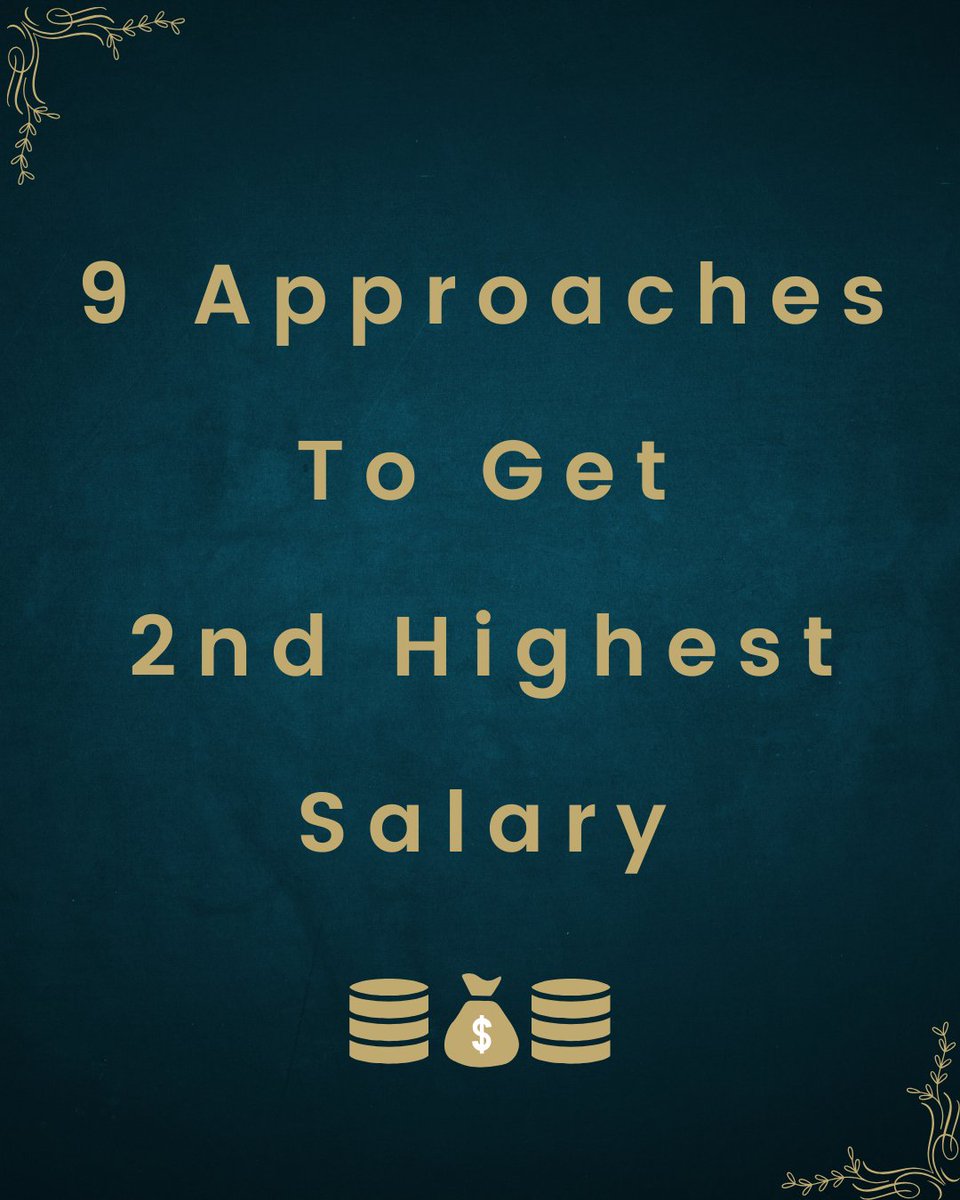 khalid_farhan's tweet image. 🚀 How to find the second-highest salary in a table using SQL? 🚀 

💡 Here&apos;s a quick solution using a table named &quot;Emp&quot; with employee details such as id, name, and salary. 

👉 Check out for raw code snippets. Let&apos;s code together! 🚀🔍

#SQLQueries #100DaysOfSQL