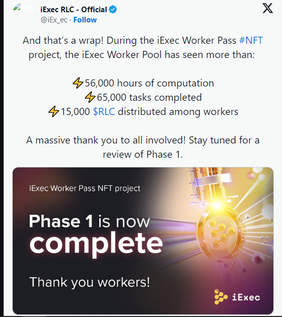 iExecAfrica's tweet photo. Secure apps on #iExec! Earn $RLC tokens by contributing your CPU to our Worker Pool. Next Worker Pass Round 2 is coming soon with even more rewards. Get involved now! #iExec #WorkerPool #Web3 #Blockchain https://t.co/4am10a6hZb