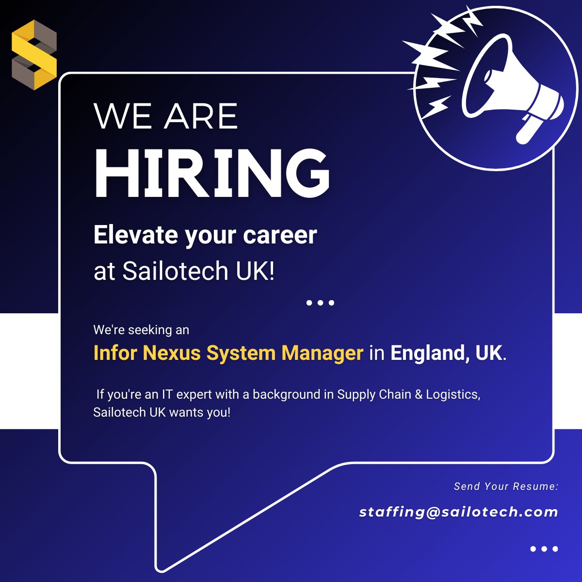 Exciting Opportunity at Sailotech UK! Join our dynamic team as an Infor Nexus System Manager in the vibrant city of Reading, England]Share your resume at staffing@sailotech.com

#sailotechUK #jobopportunity #infornexus #readingjobs #ukjobseekers #ukjobs