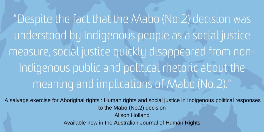 As part of our 'Refracting Rights' special issue, @AlisonHolland33 explores the ways human rights were deployed in negotiations between Indigenous political actors and the government, post-Mabo (No.2). #HumanRights #NativeTitle #Mabo #ATSIC