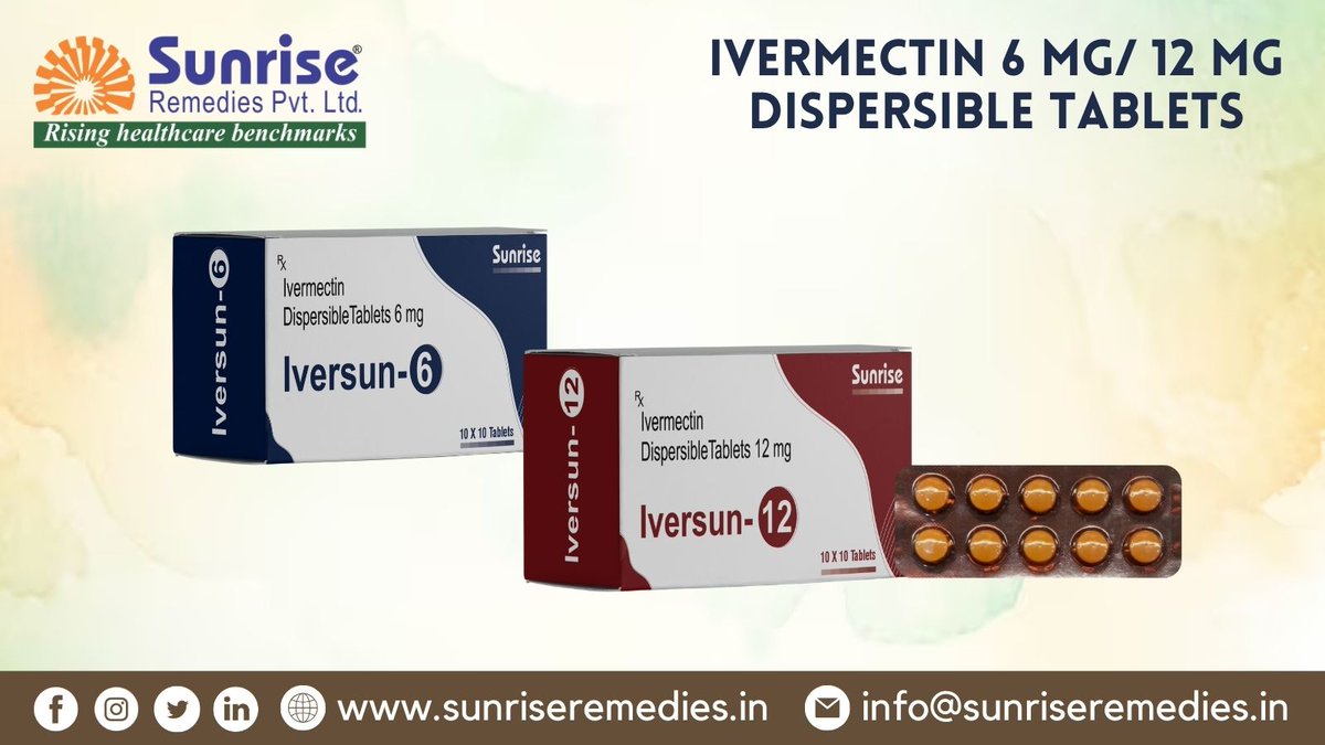 sunriserem's tweet photo. Iversun Generic #Ivermectin is a big name in the pharmaceutical world. Manufacturer from Sunrise Remedies Pvt. Ltd.

Read More: https://t.co/lzKgubzQts

#Iversun #IvermectinDispersible #ThirdPartyManufacturing #ContractManufacturing #LoanLicense #PharmaCompany #PharmaFormulation https://t.co/4AmgchRAwd