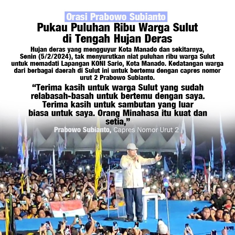 fkomjen's tweet photo. hujan deras yang mengunjungi kota Manado ini tak menyurutkan niat puluhan ribu warga untuk kedatangan pak Prabowo
Oke Gas
#LautanMassaSambut02 https://t.co/eAbiwtFOKr