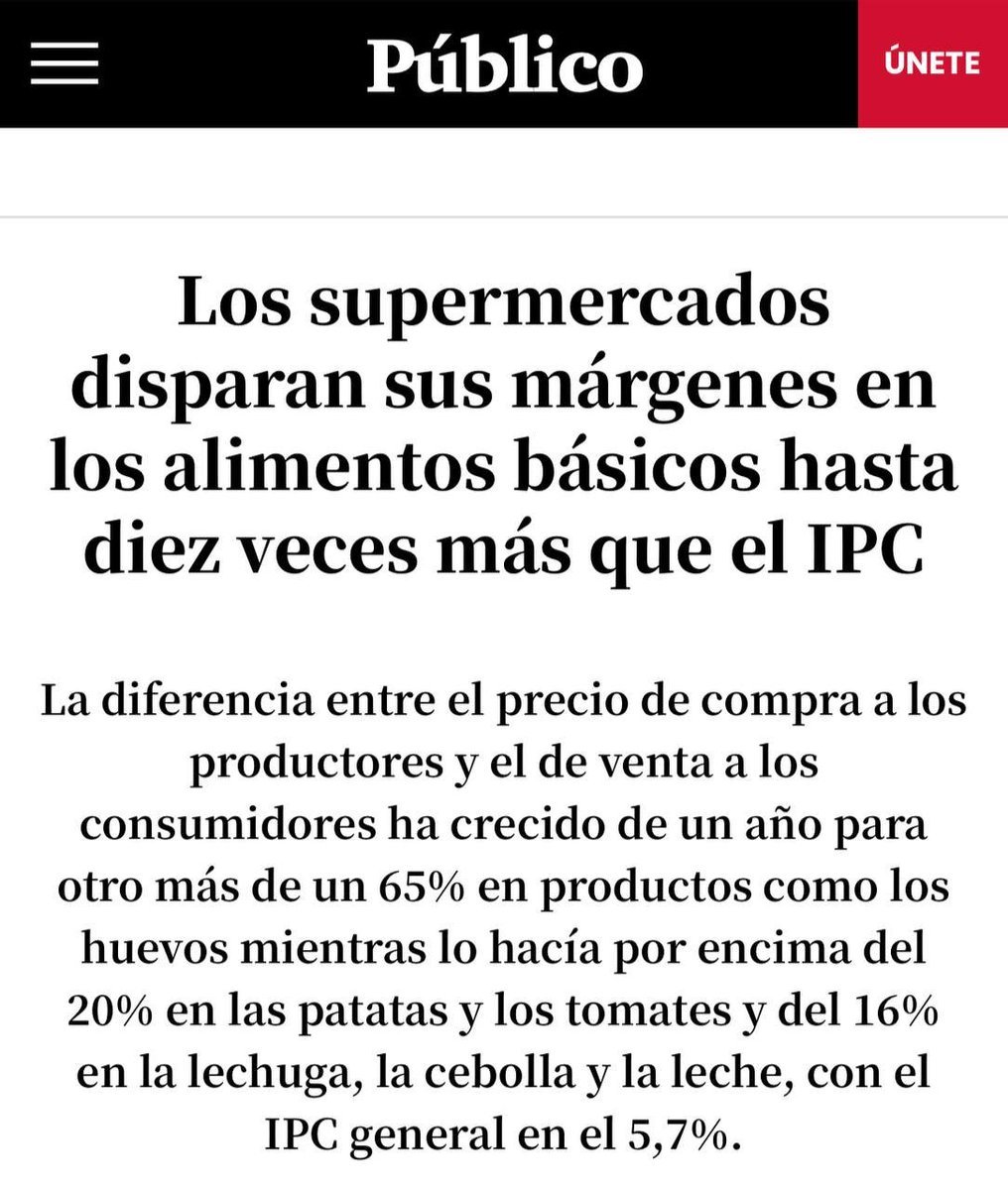 El problema de los agricultores no es el gobierno, sino el oligopolio alimentario que, día sí y día también, les machaca.

Entre Mercadona, Carrefour y Lidl suman una cuota de mercado del 42,2%. Tienen poder suficiente para hacer lo que quieran y subir los precios a su antojo.