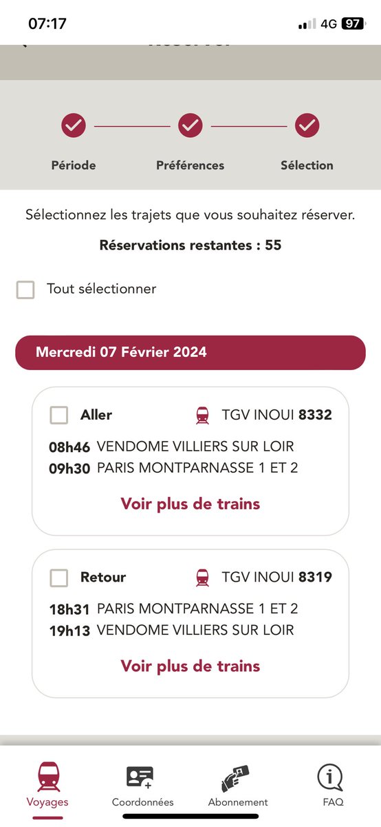 code_dx's tweet photo. Il est 7h16, suite à une petite erreur j’ai supprimé ma resa du 7h46 à Vendôme.
J’ai voulu reprendre une resa impossible avant 8h46 😡@asutgv @USAGERS_TGV  @SNCFVoyageurs  #sncf #maxactif https://t.co/tR1UAnZtt5