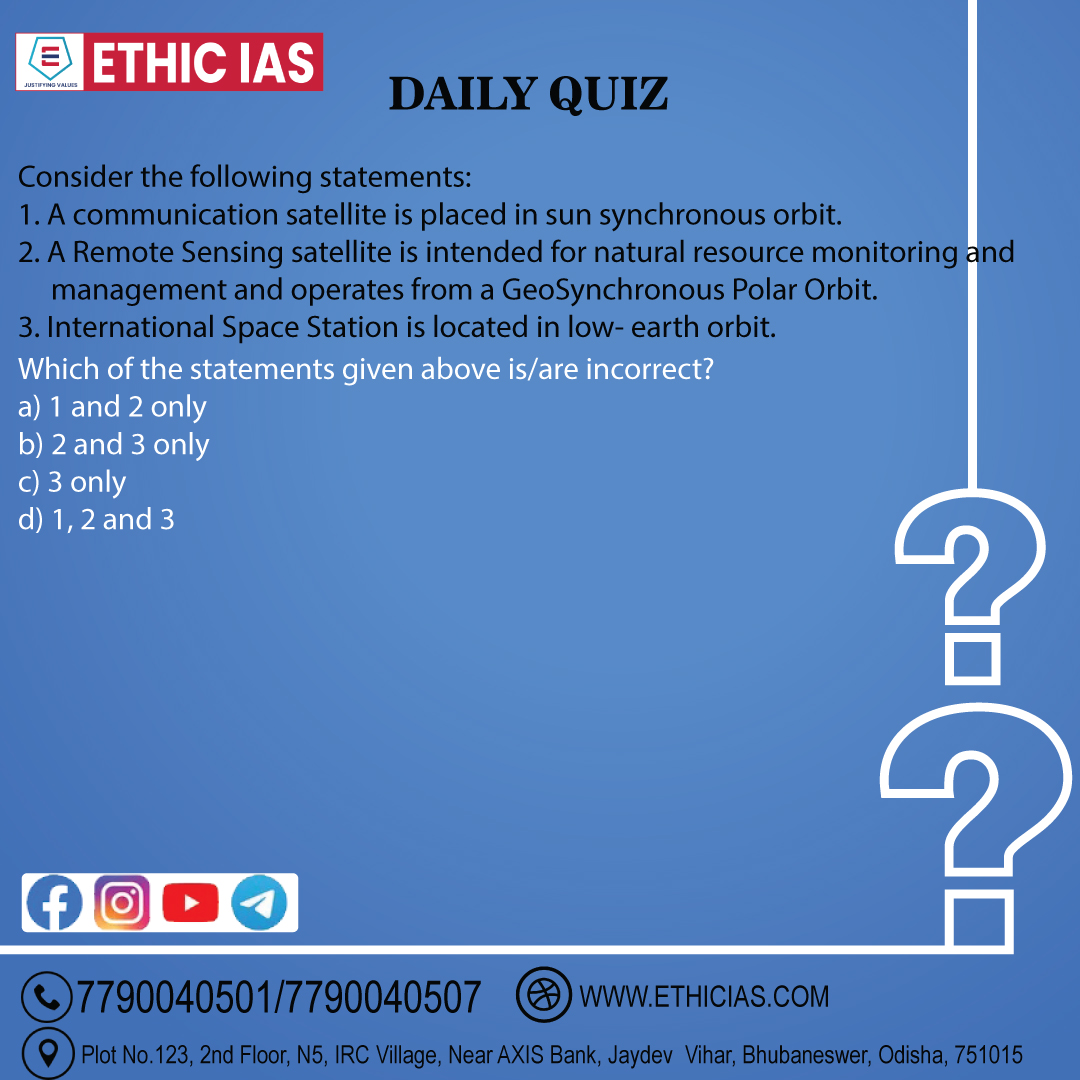 Ethic_IAS's tweet photo. Daily Quiz  1
#oas #ocs #OPSC #ias #IAS2023 #upsc #upsc2023 #CivilServicesExam #currentaffairs2023 #dailynews https://t.co/IWxjjb37iZ
