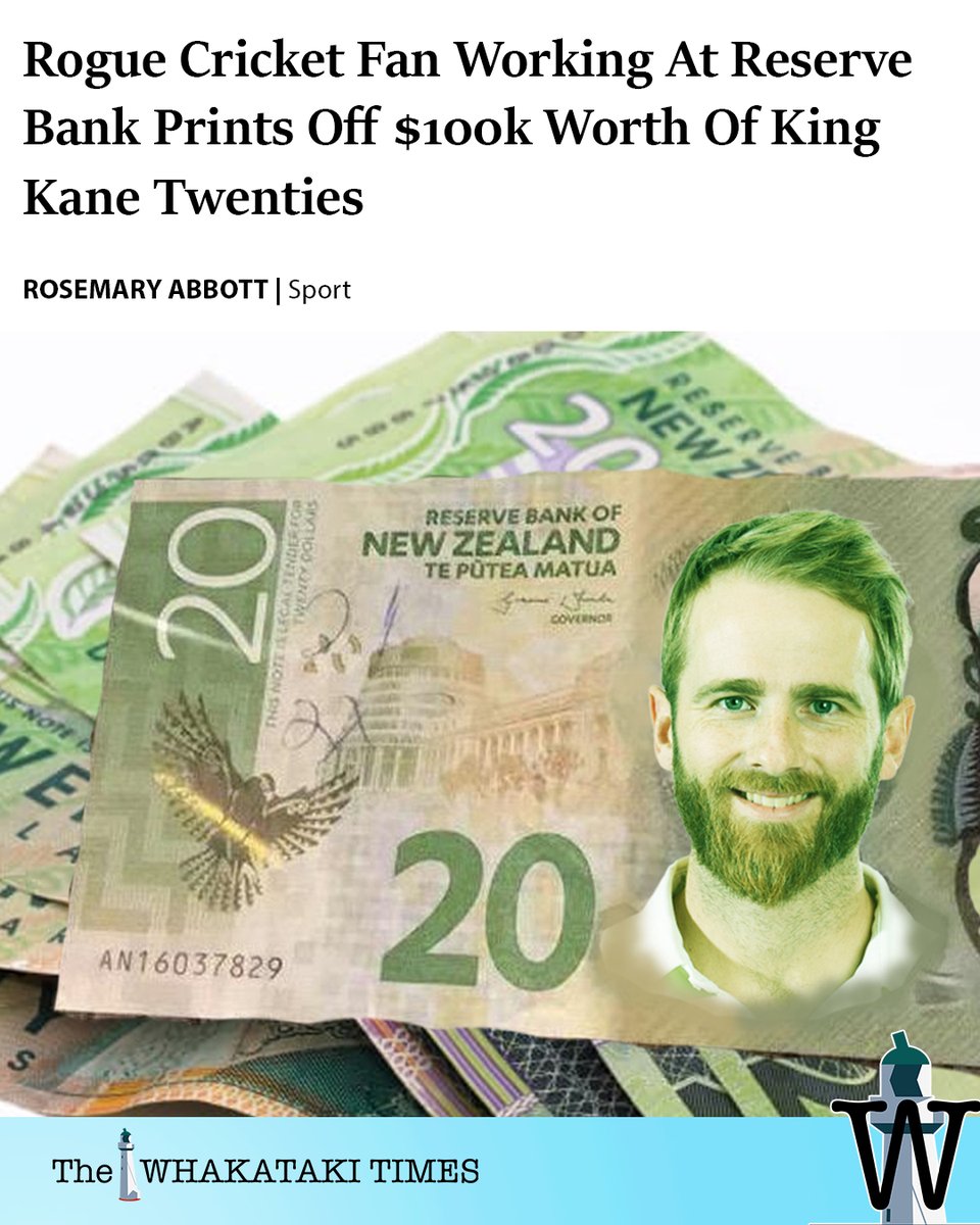 WhakatakiTimes's tweet photo. CRICKET ROYALTY 

A self-proclaimed cricket fanatic and low-level employee at the country’s Reserve Bank in Wellington, went rogue from his normal duties today, and decided to honour arguably New Zealand’s best ever cricketer Kane Williamson.

https://t.co/ow2ei1aYsi https://t.co/rCvcBorNii