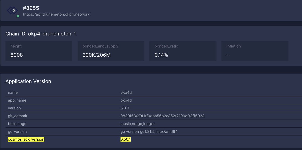 Absolutely ecstatic to contemplate the @OKP4_Protocol  operational on @cosmos_sdk v0.50.x 🚀