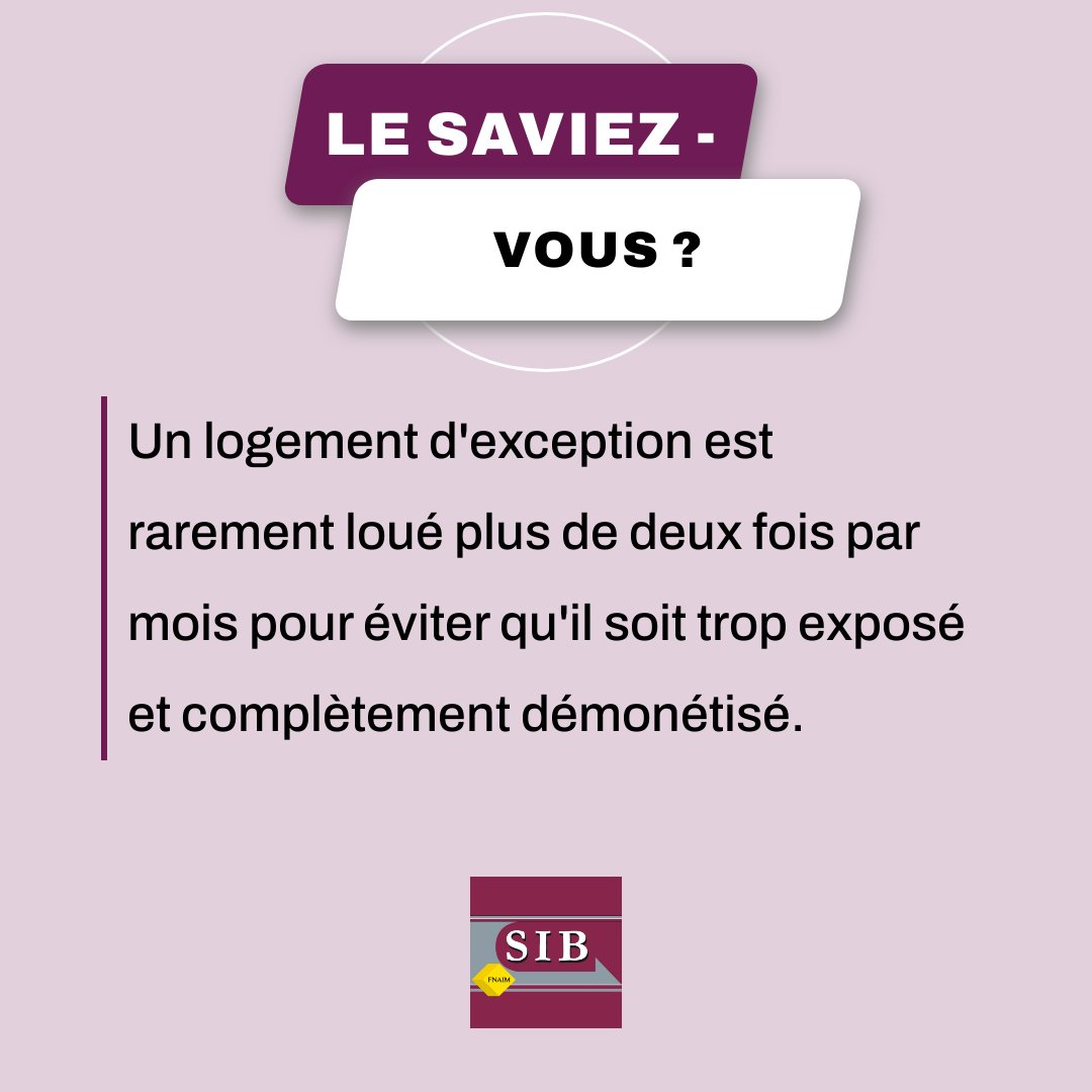 SIB30's tweet photo. 🏡 Saviez-vous qu'un logement d'exception est rarement loué plus de deux fois par mois pour éviter qu'il soit trop exposé et complètement démonétisé ? 🤔 C'est une stratégie intéressante pour ceux qui cherchent à rentabiliser leur bien sans le dévaloriser. 💡 Avez-vous (1/3) https://t.co/tDE6mLiqwh