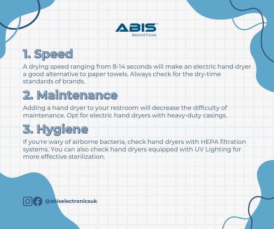 abiselectronics's tweet photo. Confused about choosing the right electric hand dryer from the sea of options? 🤔🌊

ABIS has your back! Make an informed choice for a hassle-free experience! 🌐💨 #ABISGuides #HandDryerSelection 

Order here: https://t.co/jgf3Le4bIN https://t.co/ELOid6QTKU