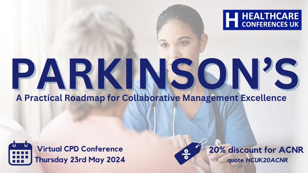 Optimising #ParkinsonsDisease Care: A Practical Roadmap for Collaborative Management Excellence. Taking place online on Thursday 23rd May 2024 *20% discount for ACNR followers with code HCUK20ACNR* For more information: healthcareconferencesuk.co.uk/conferences-ma…… or email aman@hc-uk.org.uk