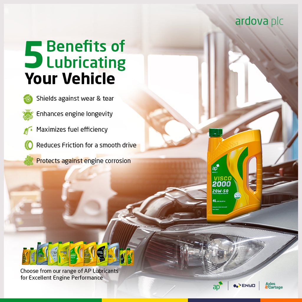 enyoretail's tweet image. Lubricating your vehicle is important to your engine’s performance. We have a wide range of lubricants that caters to various engine needs. Choose AP Lubricants to get excellent engine performance.

#APLubricants
#EngineOils
#EngineeredForExcellentEnginePerformance
#ArdovaPlc
