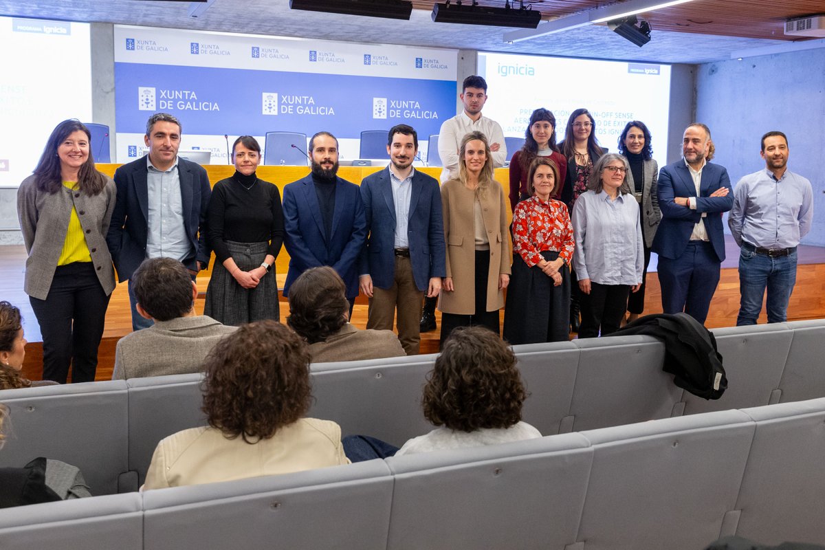 Día especial para #Ignicia e para a transferencia de coñecemento en Galicia👏🏼!

Hoxe presentáronse os nove proxectos apoiados pola Convocatoria Ignicia Proba de Concepto de 2023 e tamén a spin-off <a href="/SenseAero/">Sense Aeronautics</a> de @gradiant, que naceu ao abeiro deste programa