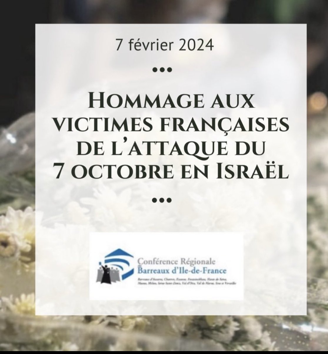 Les Barreaux d’Ile de France s’associent à l’hommage aux victimes françaises de l’attaque du 7 octobre en Israël .