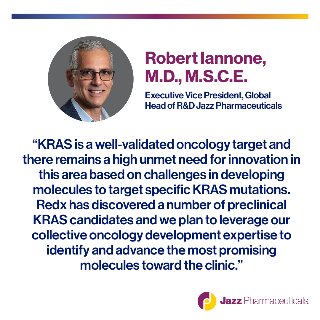 Today we announced a definitive agreement under which Jazz will acquire Redx Pharma's KRAS inhibitor program. This transaction further expands our early-stage #oncology pipeline, and we are excited to explore novel treatment options for #cancer patients. bit.ly/3SPN2GU