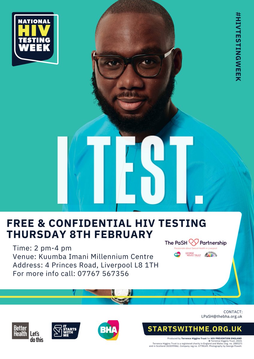 We're moving our Liverpool community testing at @Kuumba_Imani to Thursday same time! Hopefully see you there! @pashinliverpool @gmpash #hivtestingweek #hivprevention #sexualwellbeing #toxteth #liverpool #freecondoms #testing