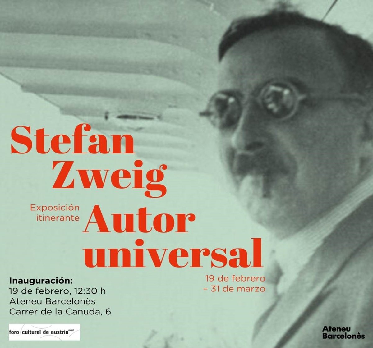¡La exposición itinerante «Stefan Zweig. Autor universal» pronto reanudará su viaje por España! 📚🧳 Próxima parada: Barcelona 🥳 | 🗓️El día 19 de febrero a las 12:30 tendrá lugar la inauguración en @ateneubcn, donde permanecerá hasta el 31 de marzo. ¡No te la puedes perder! 🤭