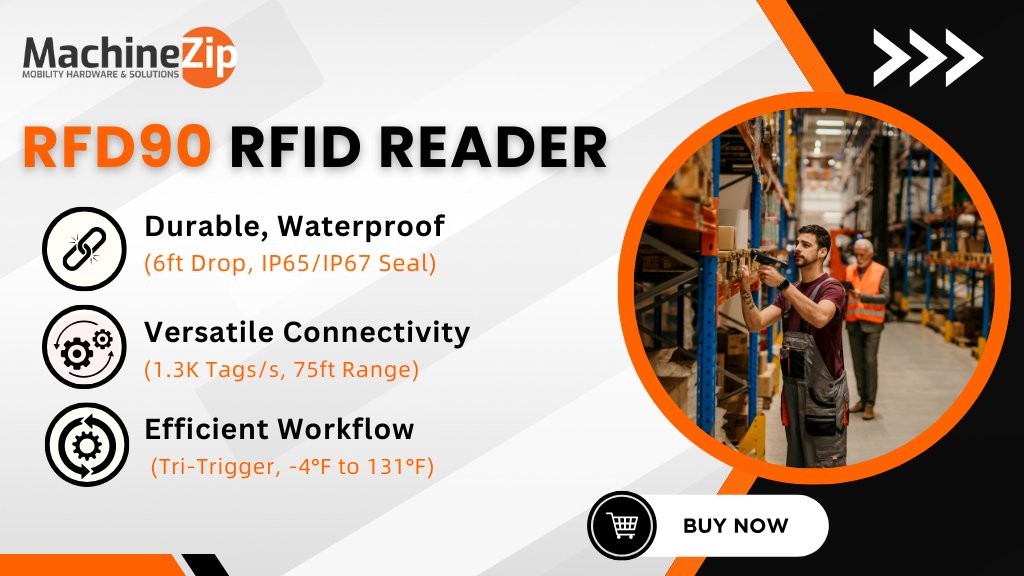 MachineZip's tweet photo. Discover Zebra RFD90 RFID Reader: 21.98ft range, UHF (902-928MHz), Wireless LAN, USB. TAA compliant. Learn more: https://t.co/JlBvWCUfl6

#ZebraTech #RFID #Tech #RFIDReader #WirelessLAN https://t.co/IToxanDPzF