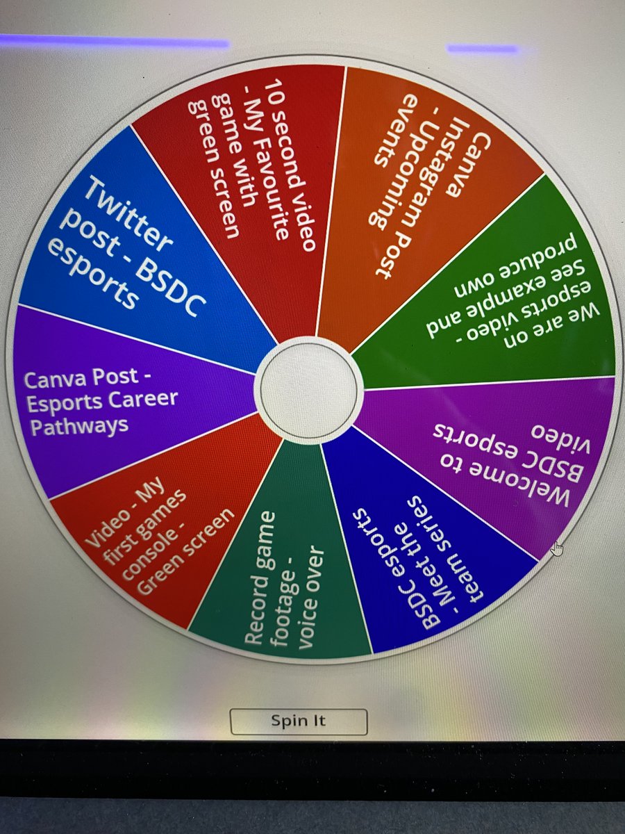 bsdcesports's tweet image. BSDC esports learners getting creative with promotional materials in a spin the wheel challenge. Collaboration and digital skills at the forefront. #esports #bsdc #Digitalskills