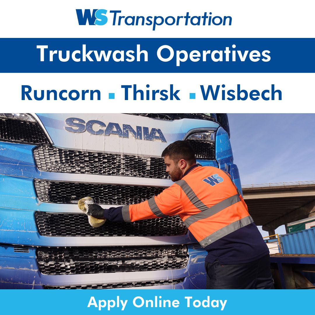 We’re looking for Truckwash operatives to join our teams in Runcorn, Thirsk, and Wisbech. For further details and to apply visit our careers page; wstransportation.com/careers

#wstransportation #drivenbyperfection #Truckwash #Opeartives #YourFutureStartsHere