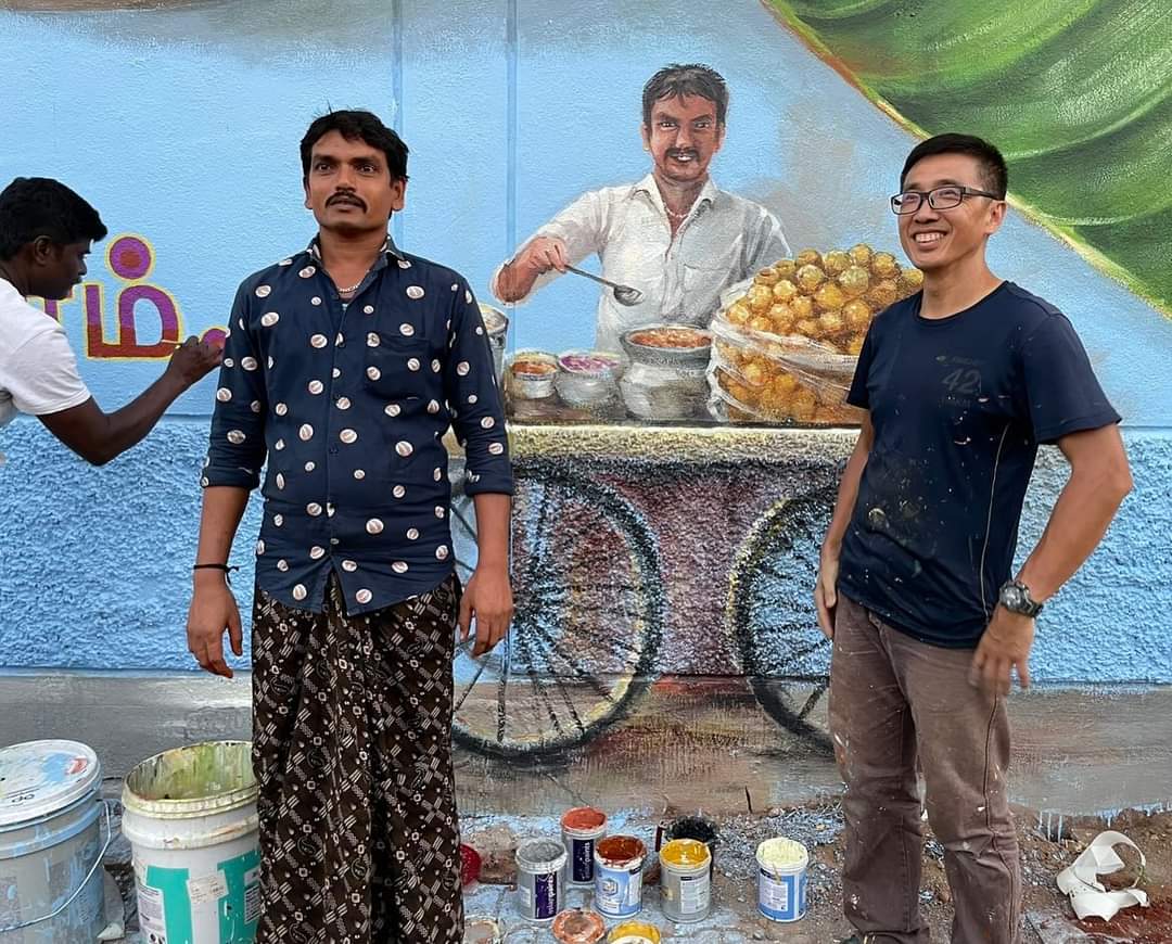 This vibrant and creative mural in Ukkadam, Coimbatore was painted by 🇸🇬 artist Yip Yew Chong! Well done! - Vice-Consul Nicole
