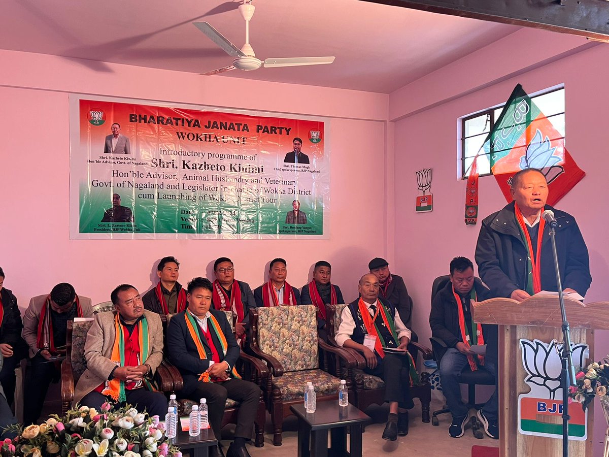 BJP WOKHA NAGALAND (@chonbentun99105) on Twitter photo Introductory programme of Shri <a href="/KazhetoKinimi/">Kazheto Kinimi</a> Hon'ble Advisor AH& VS (GoN) and Legislator Wokha In- charge ,cum launching of Wokha District Tour was held today at BJP Office wokha .<a href="/BJP4India/">BJP</a> <a href="/JPNadda/">Jagat Prakash Nadda</a> <a href="/BJP4Nagaland/">BJP Nagaland</a> <a href="/narendramodi/">Narendra Modi</a> <a href="/YanthungoPatton/">Yanthungo Patton</a> <a href="/YepthomiBen/">Benjamin Yepthomi</a> <a href="/blsanthosh/">B L Santhosh</a> Introductory programme of Shri <a href="/KazhetoKinimi/">Kazheto Kinimi</a> Hon'ble Advisor AH& VS (GoN) and Legislator Wokha In- charge ,cum launching of Wokha District Tour was held today at BJP Office wokha .<a href="/BJP4India/">BJP</a> <a href="/JPNadda/">Jagat Prakash Nadda</a> <a href="/BJP4Nagaland/">BJP Nagaland</a> <a href="/narendramodi/">Narendra Modi</a> <a href="/YanthungoPatton/">Yanthungo Patton</a> <a href="/YepthomiBen/">Benjamin Yepthomi</a> <a href="/blsanthosh/">B L Santhosh</a>