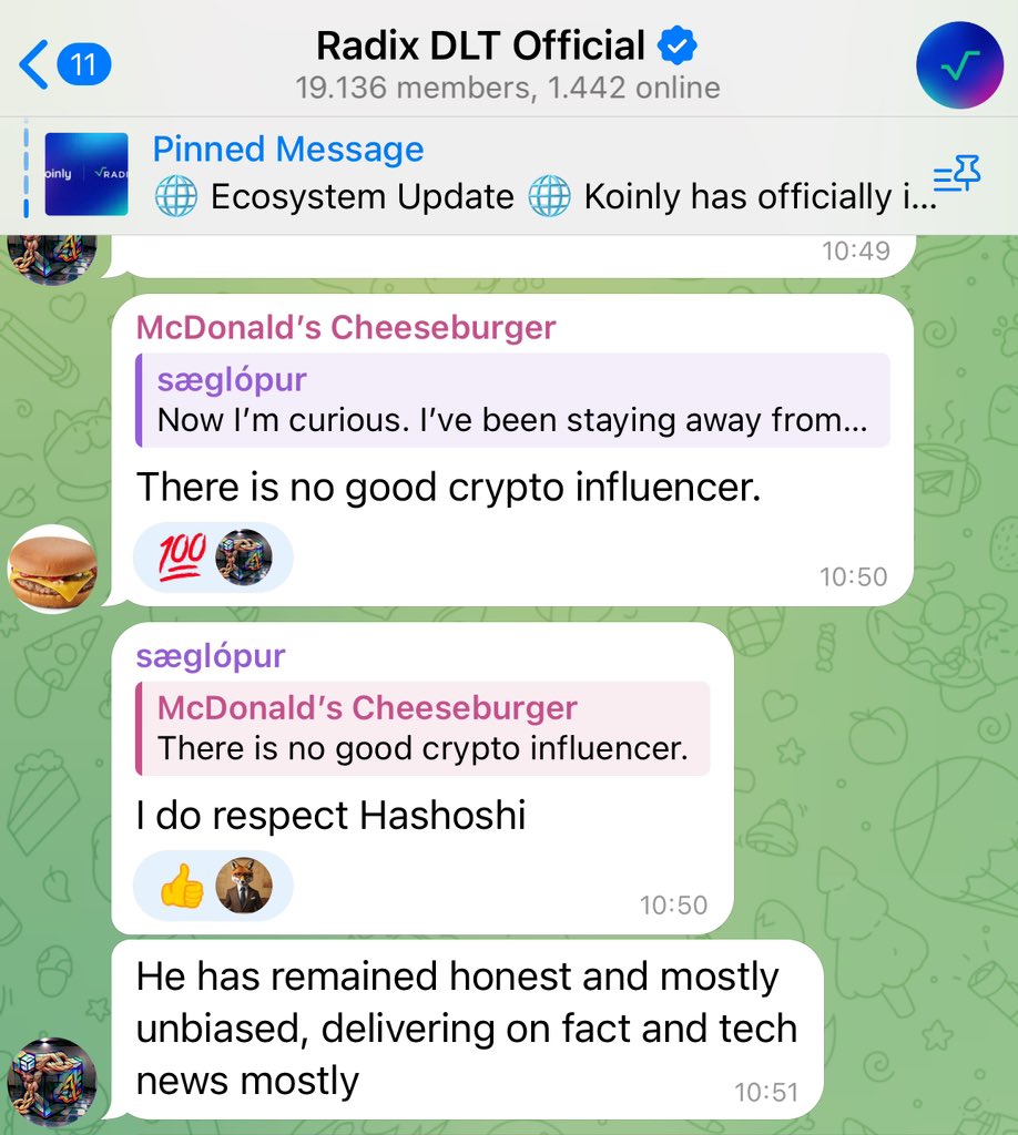<a href="/hashoshi4/">Hashoshi | Crypto Over Coffee ☕️</a> 
We have just had a chat about reputable individuals who truly look for value in the web3 space. 
Have you had a chance to look into #Radix <a href="/radixdlt/">Radix - Radically Different DeFi</a> ?

I would argue that it has the best full stack approach which is the only way to truly nail DevEx and UX. 

I am