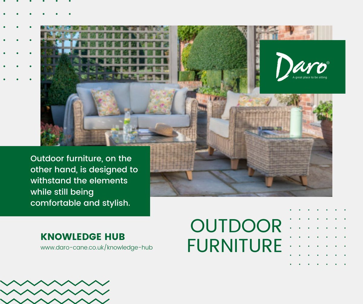 Darocane's tweet image. From UV-resistant patio chairs to easy-clean tables, our outdoor collection is designed to weather any storm while keeping comfort and elegance at the forefront. 

Explore more insights at our Knowledge Hub: daro-cane.co.uk/knowledge-hub/

#FabricEssentials #DurabilityInDesign #Comfort