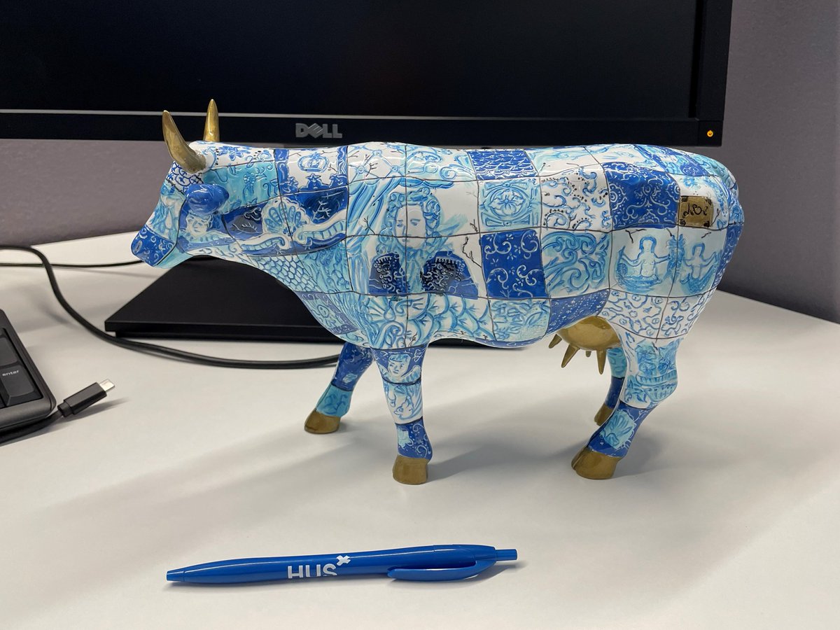 Healthvillage_'s tweet photo. Greetings from the Big Blue Cow (it has found a home at our office) to the Dutch delegation that visited Helsinki to learn about the HealthVillage and digital care paths on the day of the Great Snow Storm in January! #ehealth #remotecare https://t.co/4Gtuaft35Q