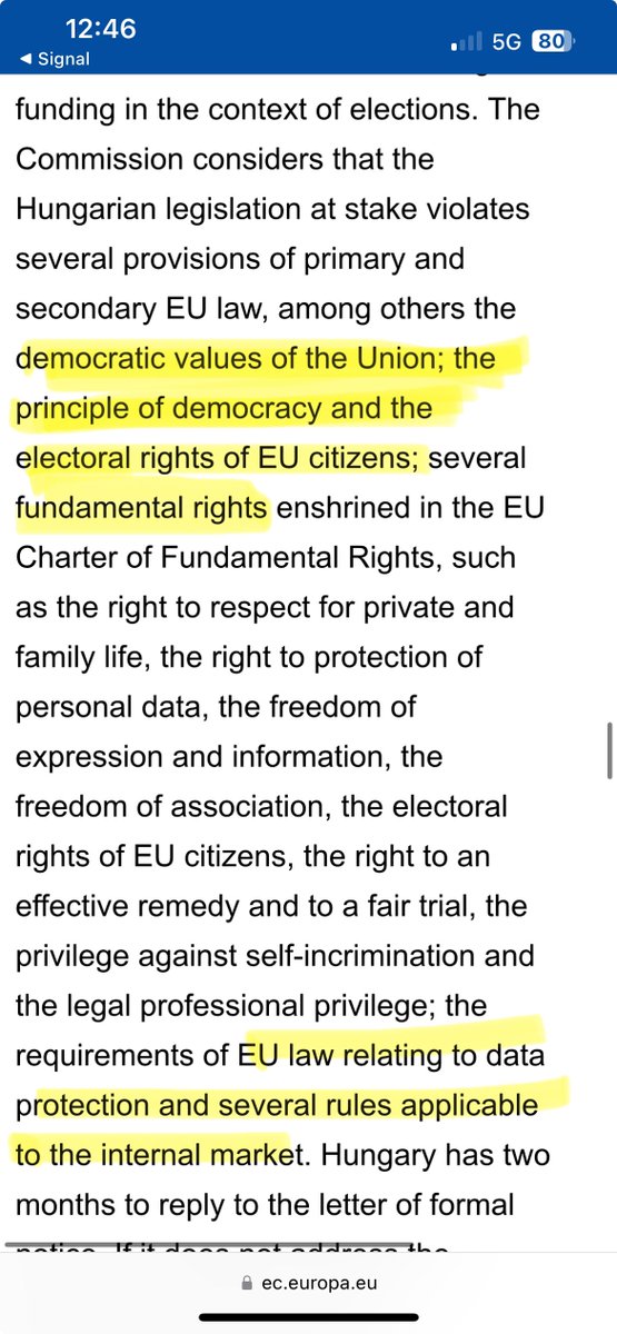 We welcome that the @EuropeanCommission launched today an infringement action against the Hungarian 'sovereignty defence law', based also on Art.2 TEU. We need a fast process, and as soon as possible, the suspension of the law to minimise its harmful effects.