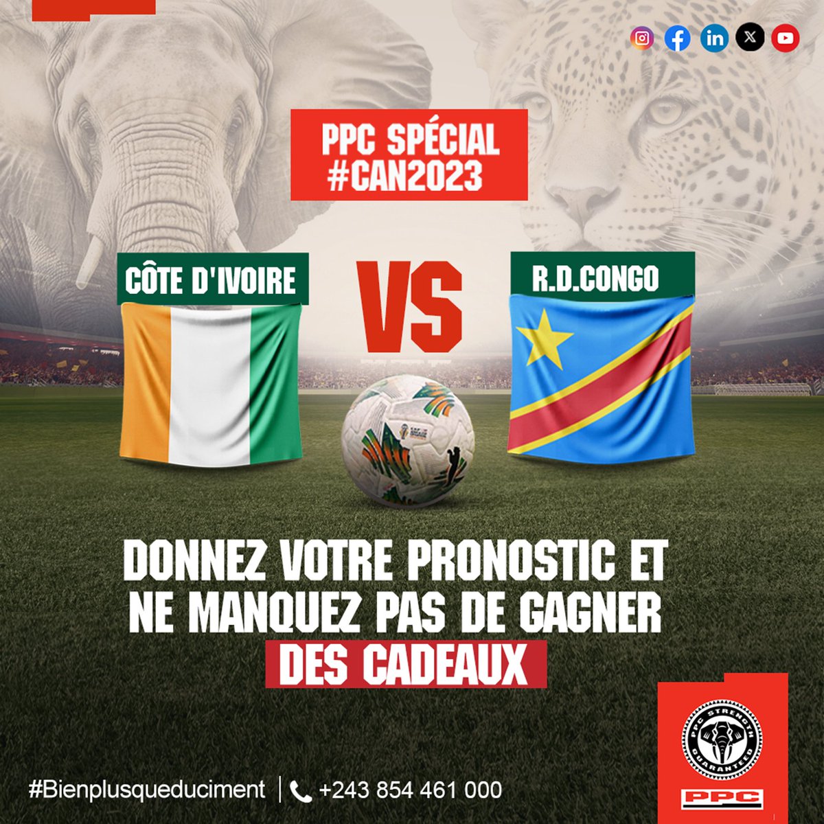 Participez au concours et gagnez de nombreux cadeaux.

Conditions de participation:
- S'abonner à la page
- Partager le post
- Et donner un bon score

NB: Clôture de pronostics: 20h30

#Can2023 #CotedIvoire2023 #CotedIvoire #RDC #PpcRDC #Concours #Pronostics
