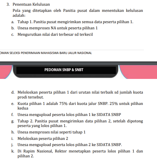 Apa aja sih faktor yang menentukan kelulusan SNBP itu? Katanya jalur goib ya?

Oke, ini aku dapatkan langsung dr website unesa.ac.id siapa tau punya gambaran kasarnya. Bisa dijadikan referensi, bukan rujukan utama ya.