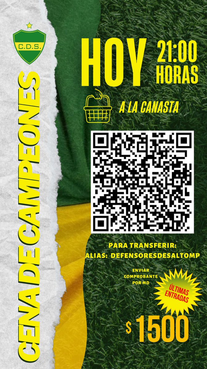 ¡HOY! 🏆🔰

¡Te esperamos en el Barrio Central! 🥳

💚💛💚